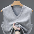 Wool men's V-neck sleeveless vest, thickened pullover in black, camel or grey, sizes M-4XL