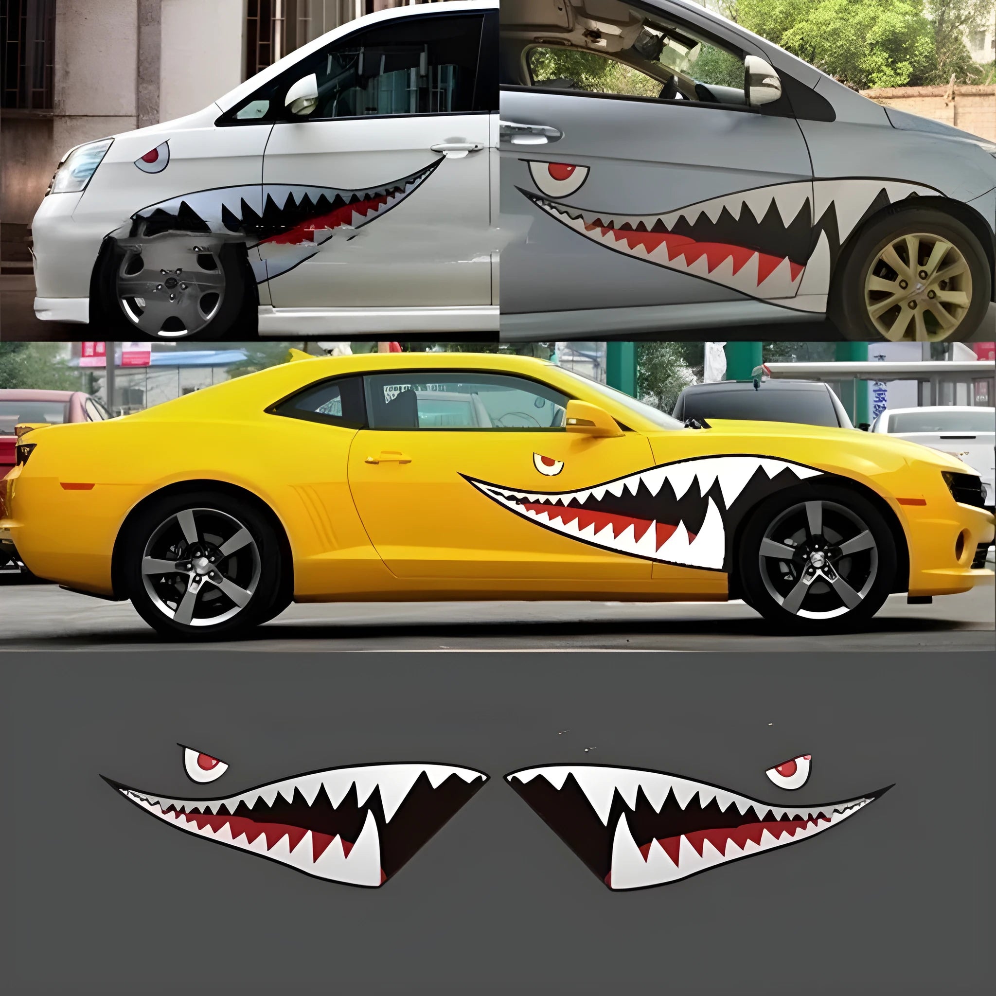 Large Shark design PVC body sticker for car decoration, showing Model A and Model B size options.