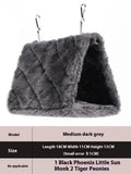 Four Seasons thermal insulation bird nest hammock for parrots in dark gray cotton fabric with stainless steel buckle