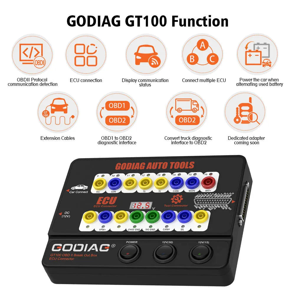 GT100 communication protocol tester with universal connection ports, compact size 23.3cm x 18.3cm x 7.2cm