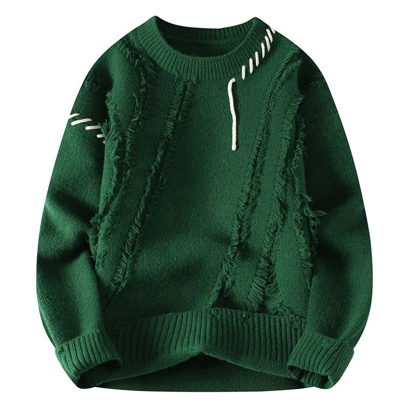 Crew neck pullover sweater in slim fit, acrylic blend, available in five colours, sizes 165 to 190, for autumn daily wear