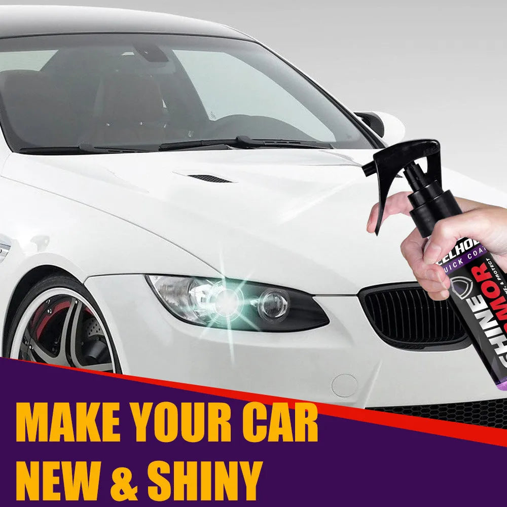 Purple car nano coating spray bottle in 30ml and 100ml sizes for hand application.