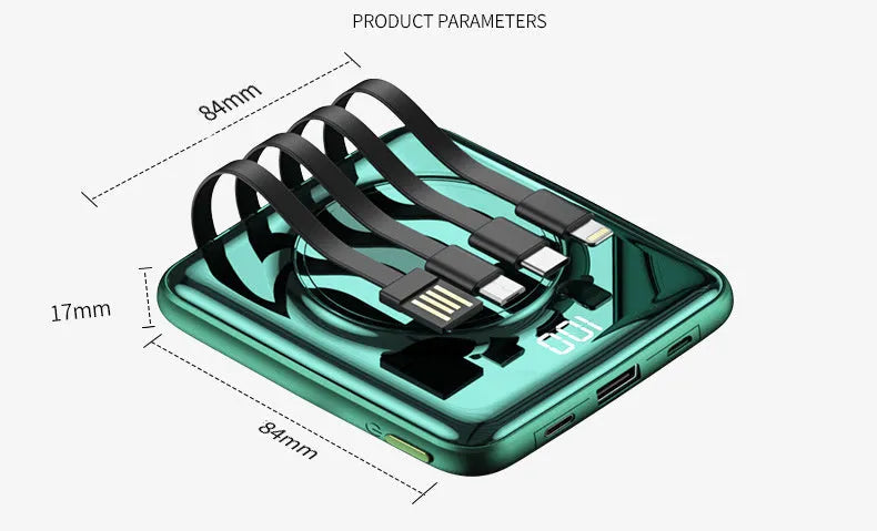 20000mAh PD fast charging power bank with LCD display in black, green, or red plastic housing