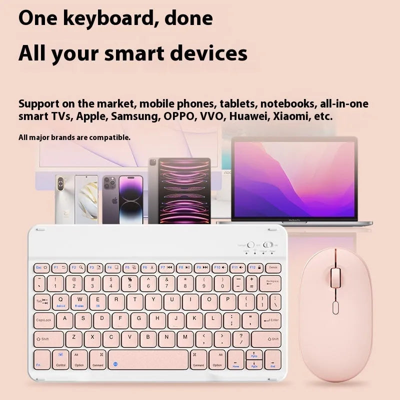 Bluetooth tablet keyboard in white with compact portable design for girls
