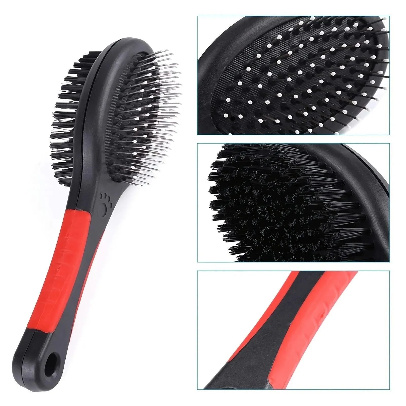 2 in 1 double sided pet grooming comb with pin brush and cleaning side for dogs and cats