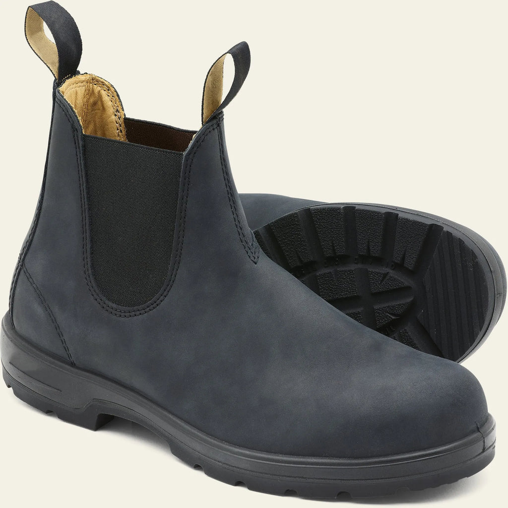 A pair of vintage-style brown unisex Chelsea boots with a frosted finish and round toe.