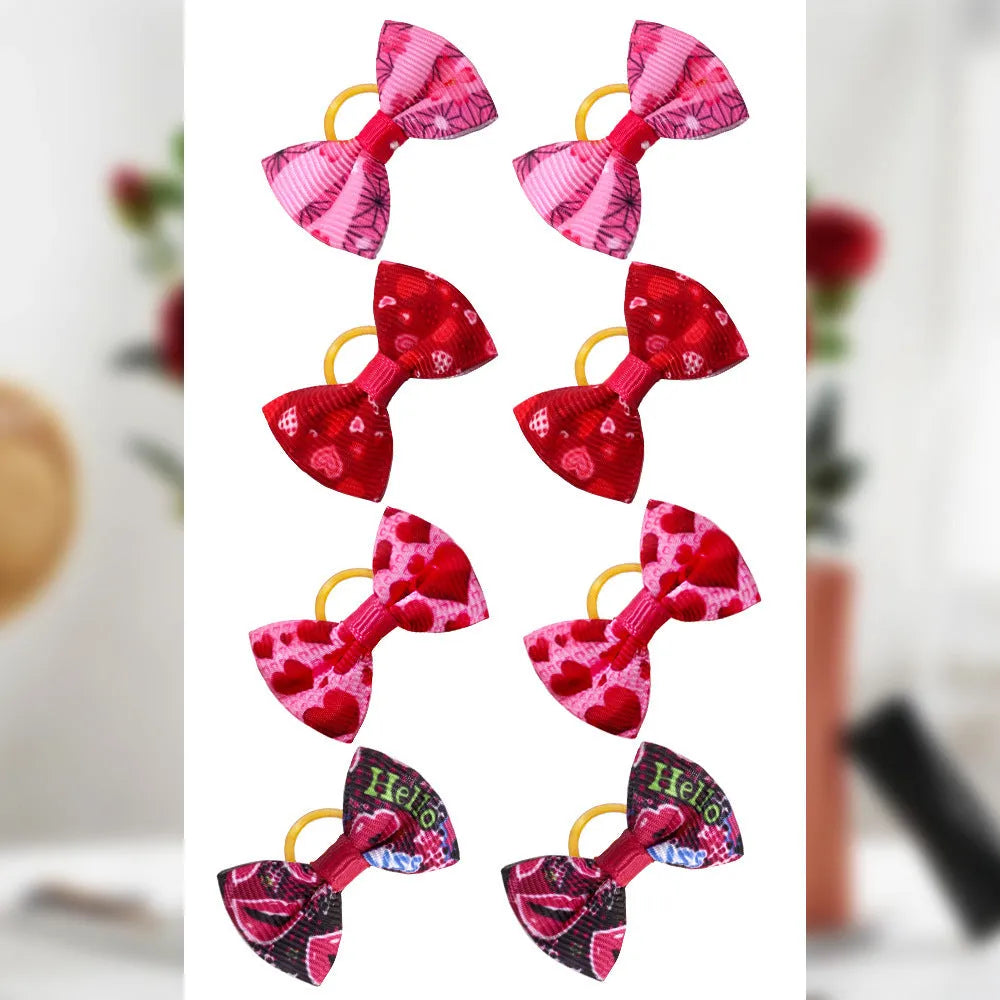 Cloth pet head plaid bow accessory in British style, single head flower with random colour.