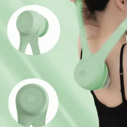 Green electric bath brush with dual handle for women in bath