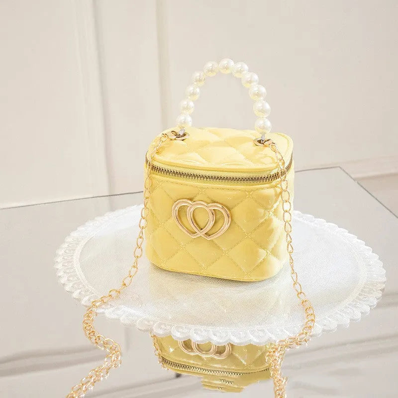 PVC bucket-style jelly bag with heart pattern in seven colour options