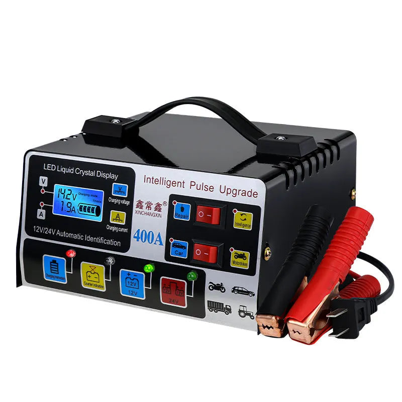 Liuxian 400A fully automatic truck battery charger, 12V/24V, 400W, black, EU plug