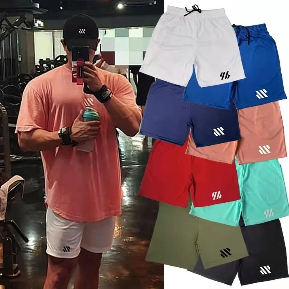 Metal silk fabric sports shorts in a loose fit for running, shown in one of nine available colours.