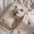 Simple Bear design dog bed set with pillow, mattress, and washable comforter in fashion square mat style