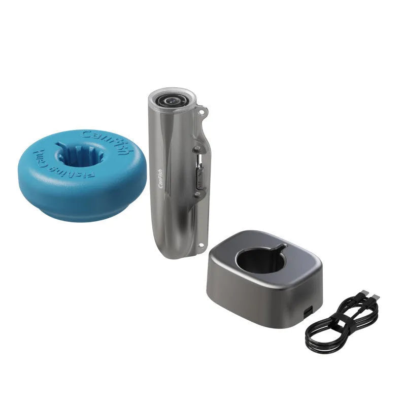 Wireless underwater fish detection camera with 160-degree view, MP4 video, 16GB card capacity, and charging cable