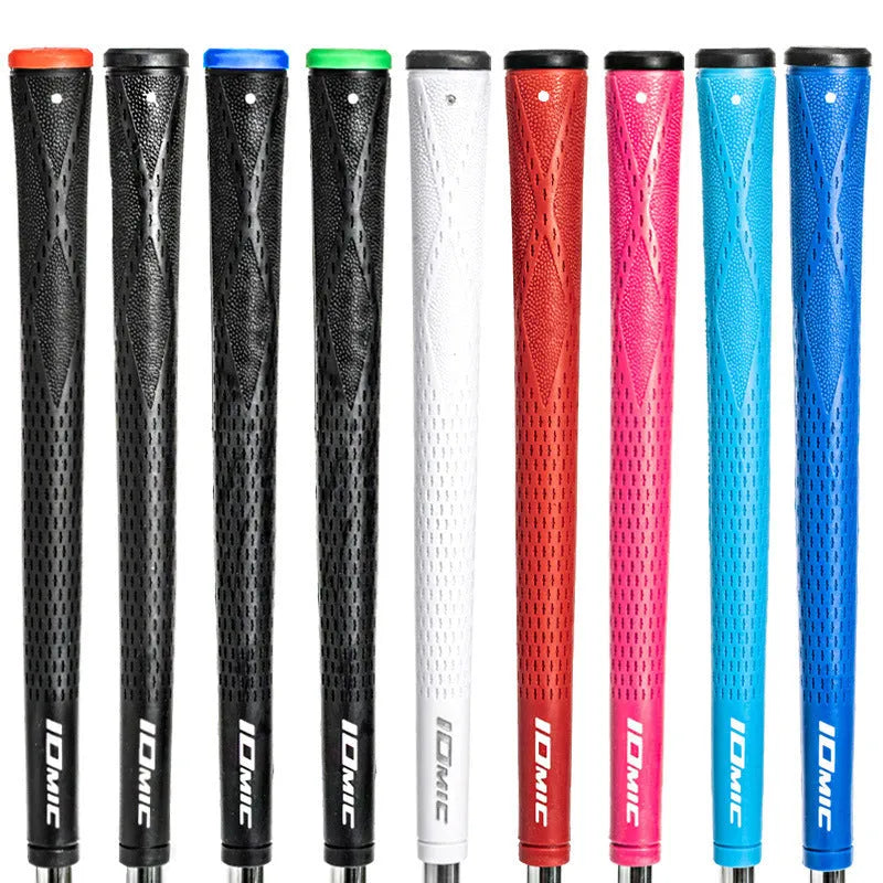 Single TPE golf club grip in red colour, showing textured non-slip surface and tapered shape.