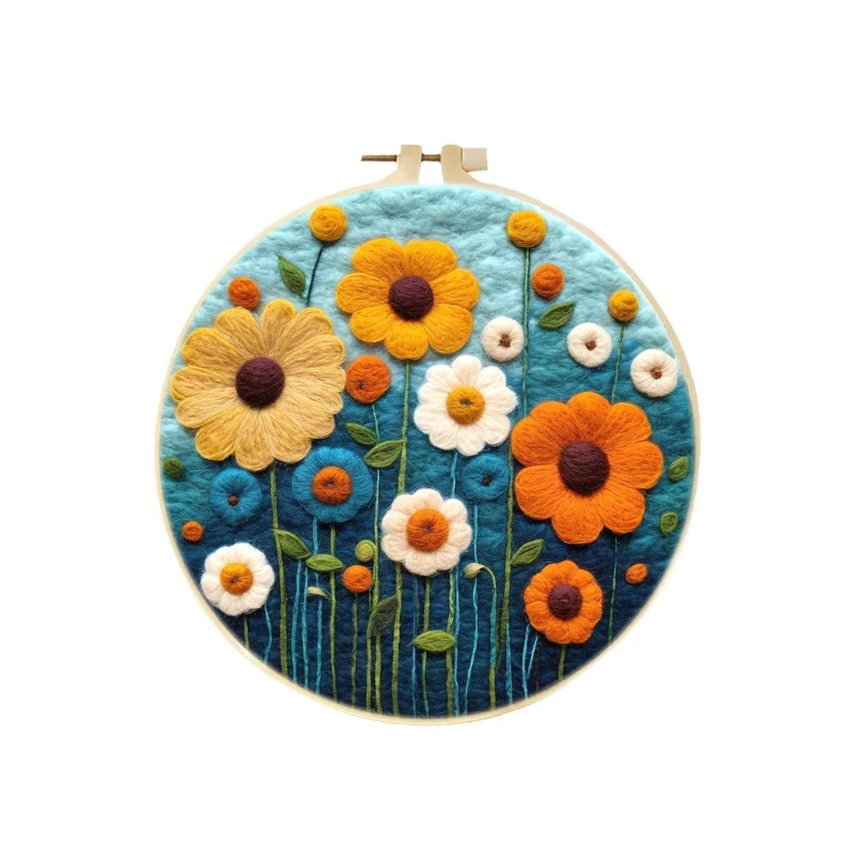 Handmade embroidery kit with festive pattern on linen fabric, 20 cm x 20 cm three-dimensional needlework design.