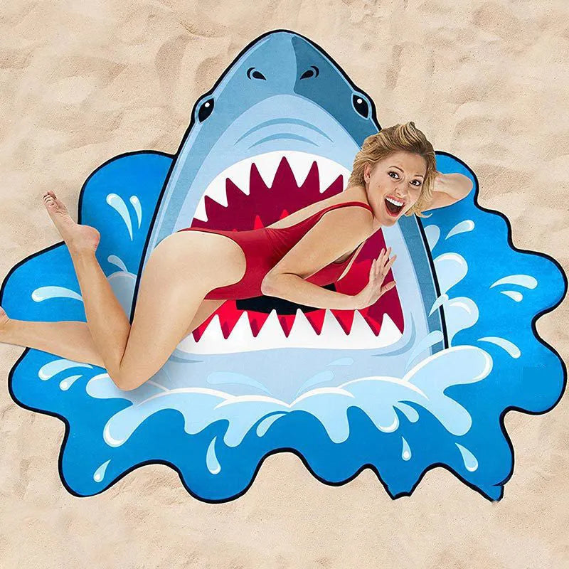 Water-absorbent quick-drying printed beach towel in avocado design, 170cm thin polyester section