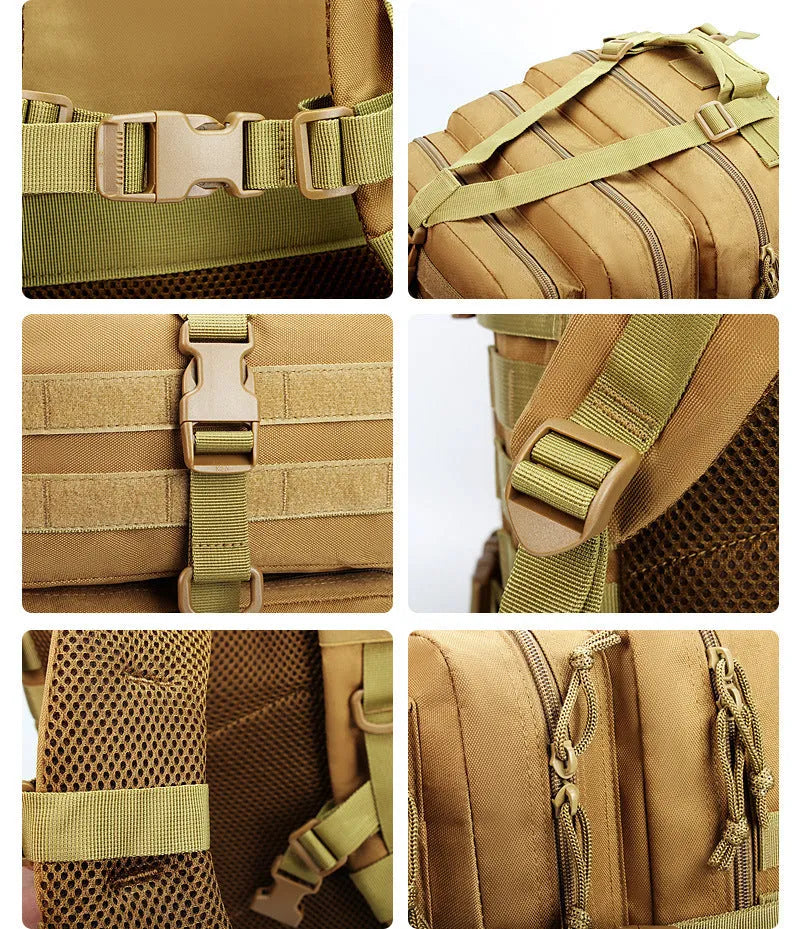 Outdoor army camouflage multi-functional backpack in Jungle Camouflage pattern with Oxford cloth material and 36-55L capacity