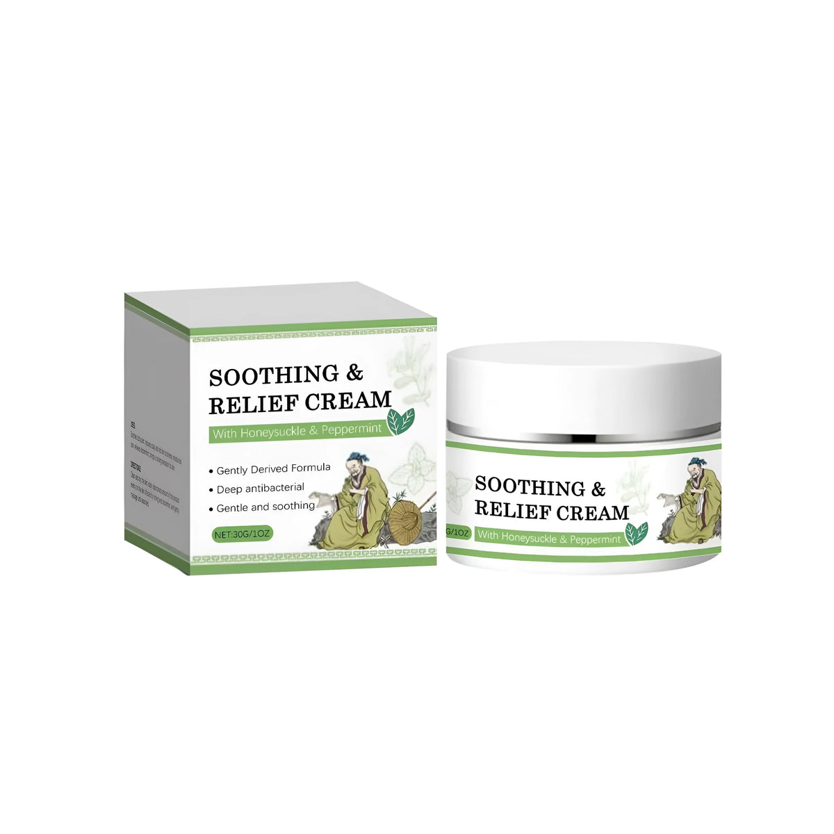 30g herbal skincare soothing cream with Flos Lonicerae, Folium Menthae and Cortex Phellodendri