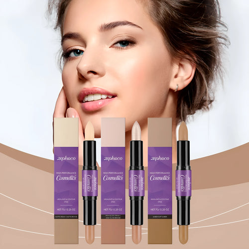 2-in-1 cream highlighter and contour stick make-up set in stick format