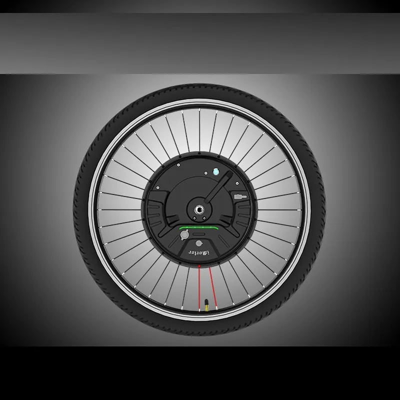 Black alloy bicycle rear wheel hub motor for electric bike conversion, shown next to a standard hub.