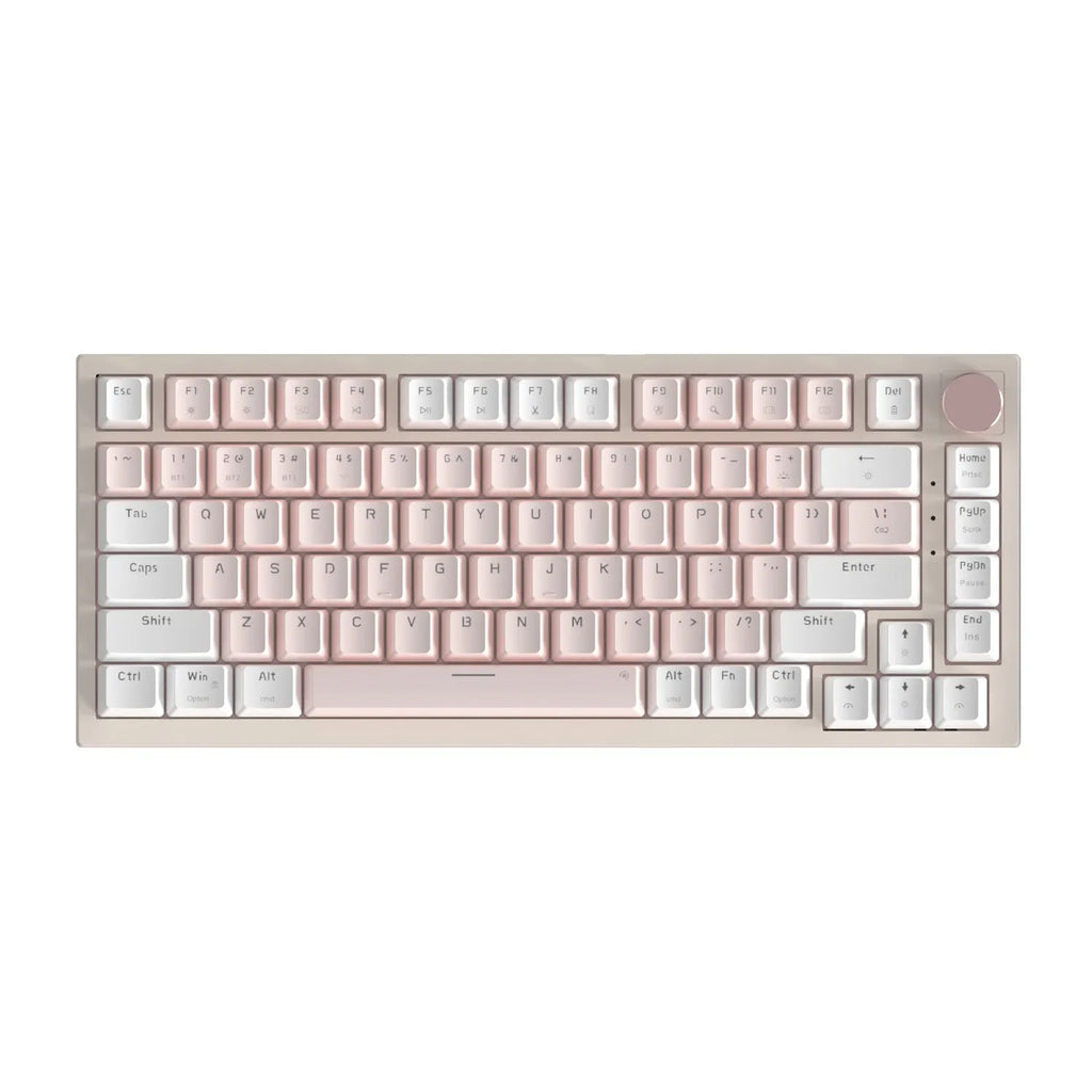 Creative Color Tulip White Mixed Light Green Axis Wired Keyboard on desk