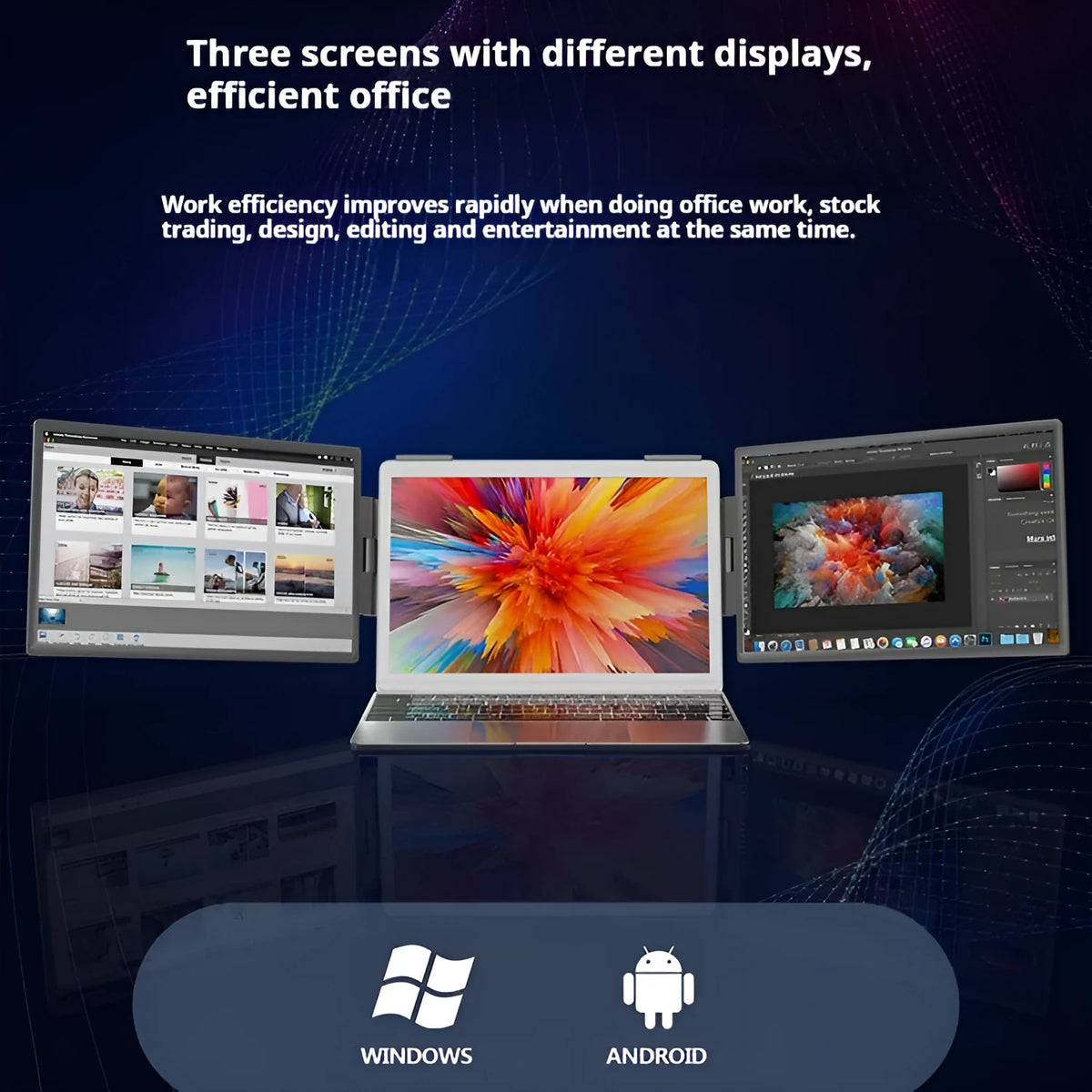 14-inch dual-screen portable monitor IPS LED backlight black wall-mounted external expansion screen