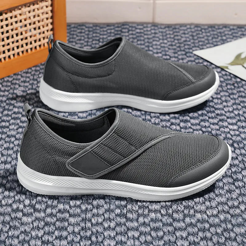 Mesh walking shoes with Velcro closure in black, blue, gray, or wine red colours
