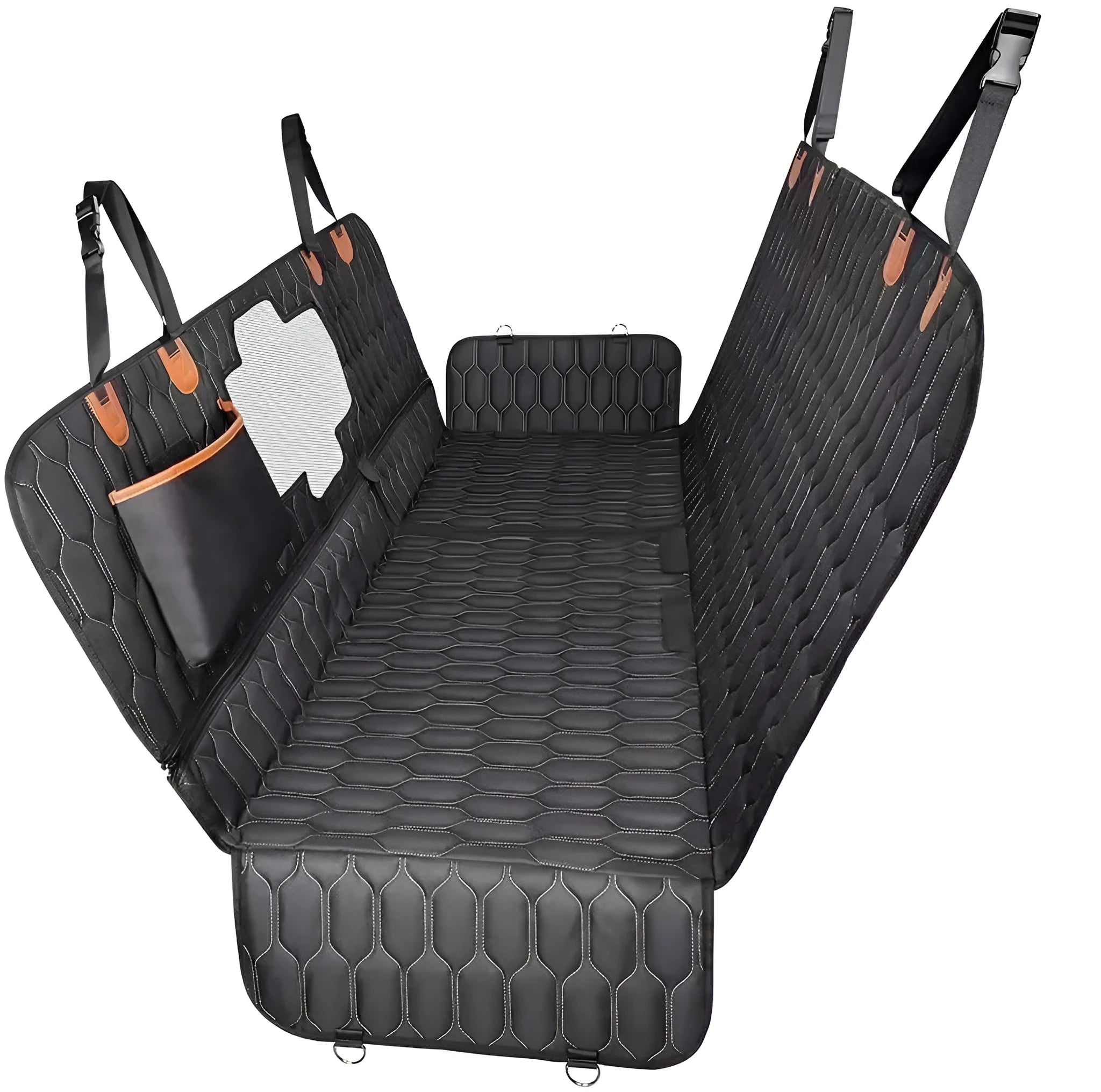 Black machine-washable three-in-one cloth car mat for cats and dogs, 137x149cm