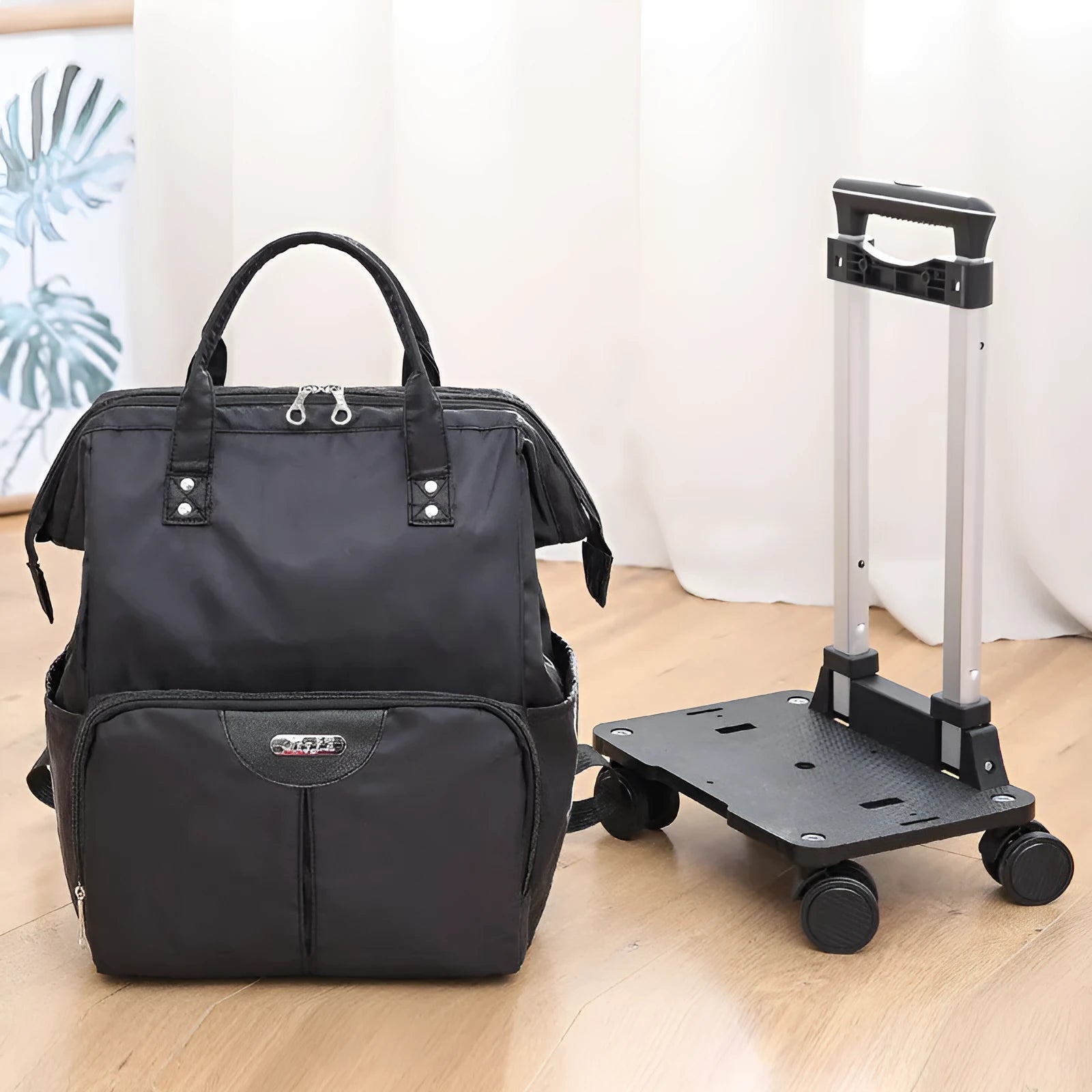 Folding waterproof travel bag in Oxford cloth, Medium size, Army Green colour, with soft handles and shoulder strap connectors