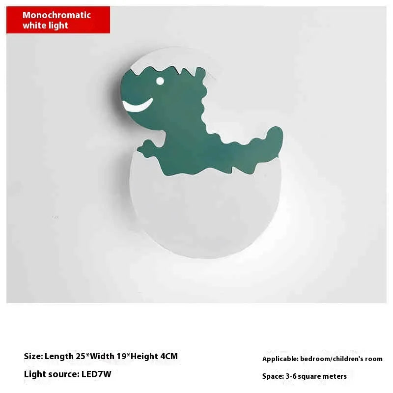 Children's wall lamp with dinosaur design, 25x19cm, wrought iron and acrylic, warm light