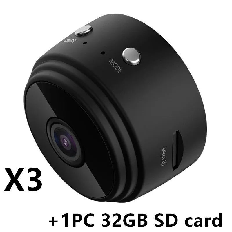 Small home WiFi remote high-definition night vision network camera in black with 3.6mm lens