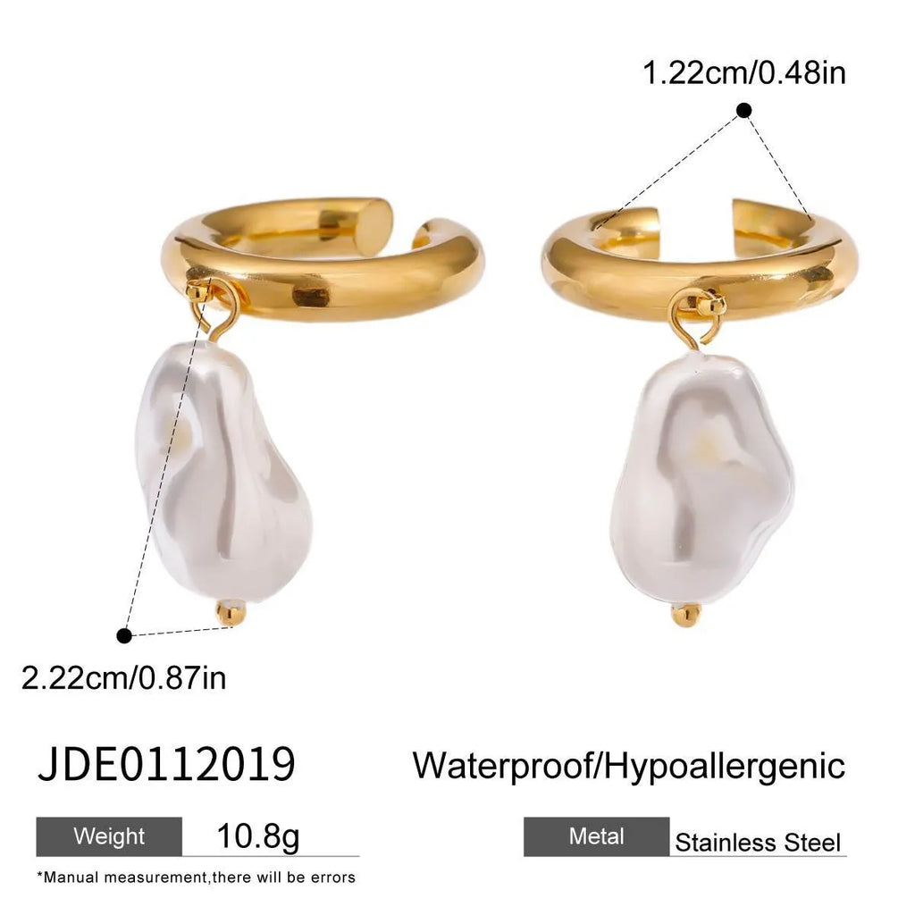 Pair of no-piercing geometric ear clips in stainless steel with electroplated finish, colour JDE0112019