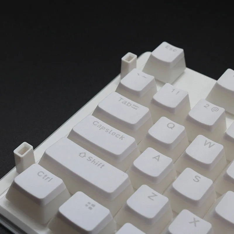 Pudding 108 key double skin PBT keycap set showing translucent milk skin finish on mechanical keyboard