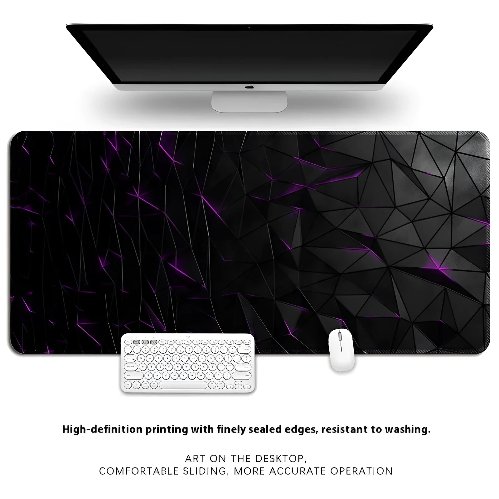 Thickened overlock computer keyboard desk mat with natural rubber non-slip base and thermal transfer pattern