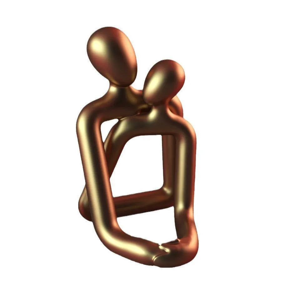Modern simplicity loving couple resin statue in milky white or gold colour for home decor