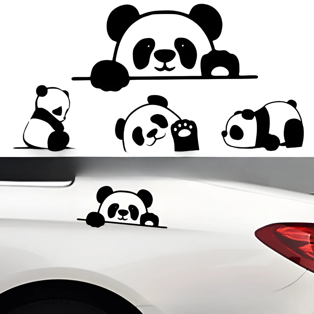 Peeking Panda design vinyl car sticker decal on a white background.