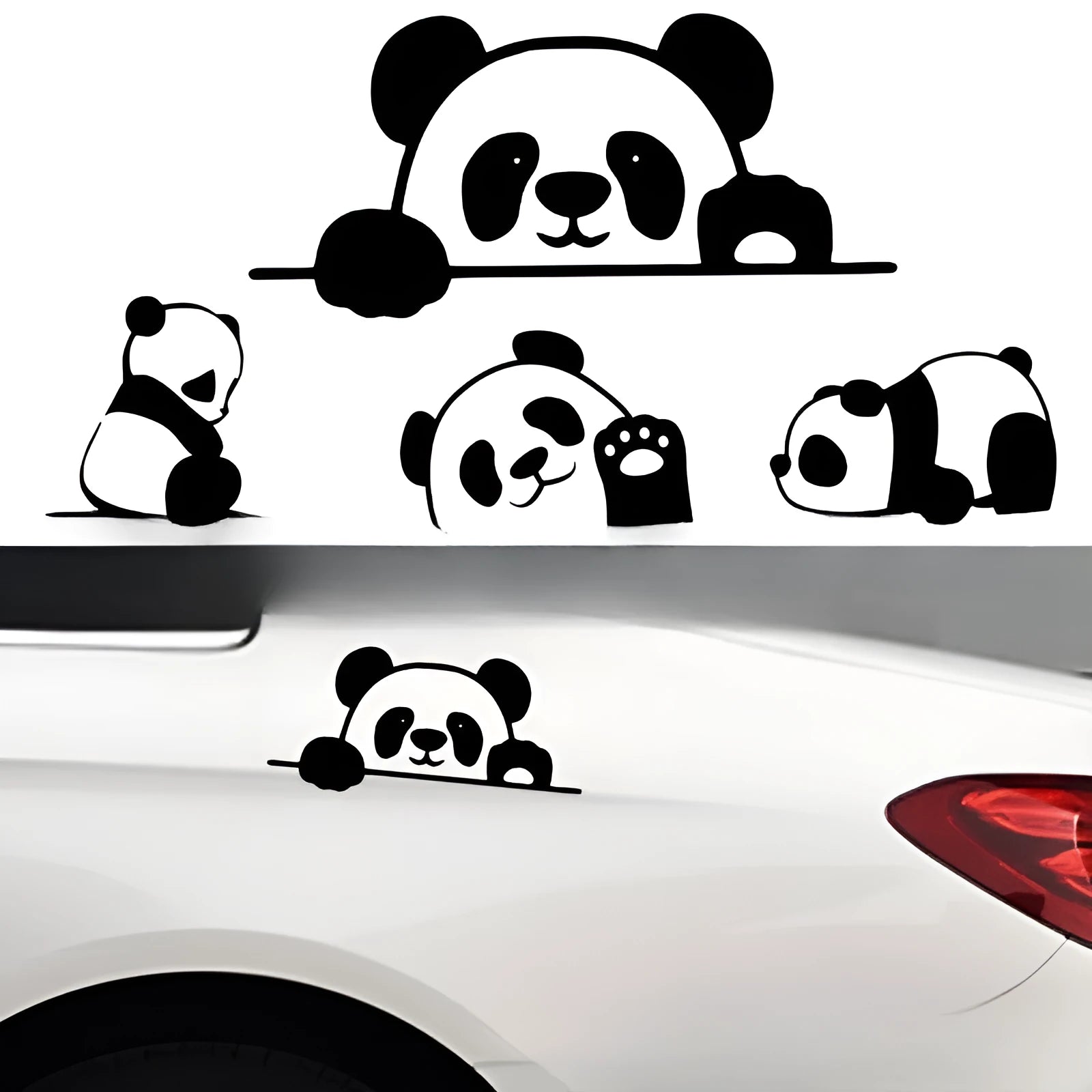 Peeking Panda design vinyl car sticker decal on a white background.