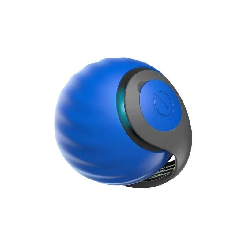 Blue interactive rolling ball pet toy with touch control activation for cats and dogs